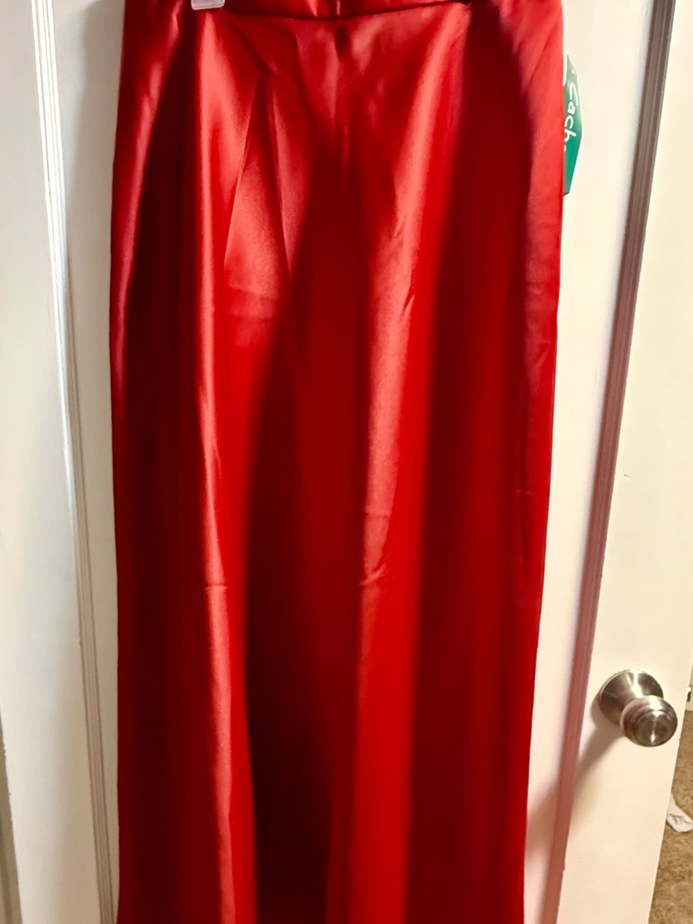 Cachet Red Satin A-Line Maxi Skirt
